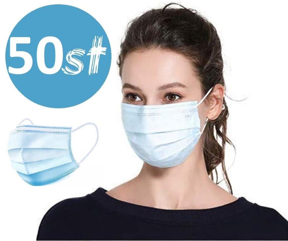 50-Pack 3-LAGERS Munskydd Skyddsmask Ansiktsmask