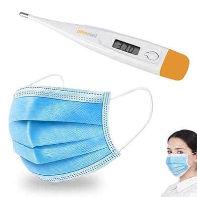 10-Pack - Munskydd + Termometer - Digital med LCD Skärm - Feber