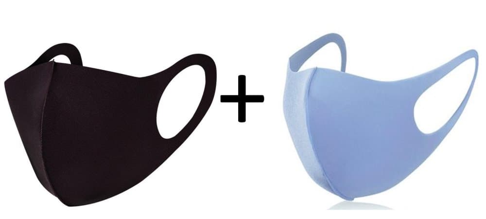 Tvättbar fashion mask 2-pack, blå & svart munskydd