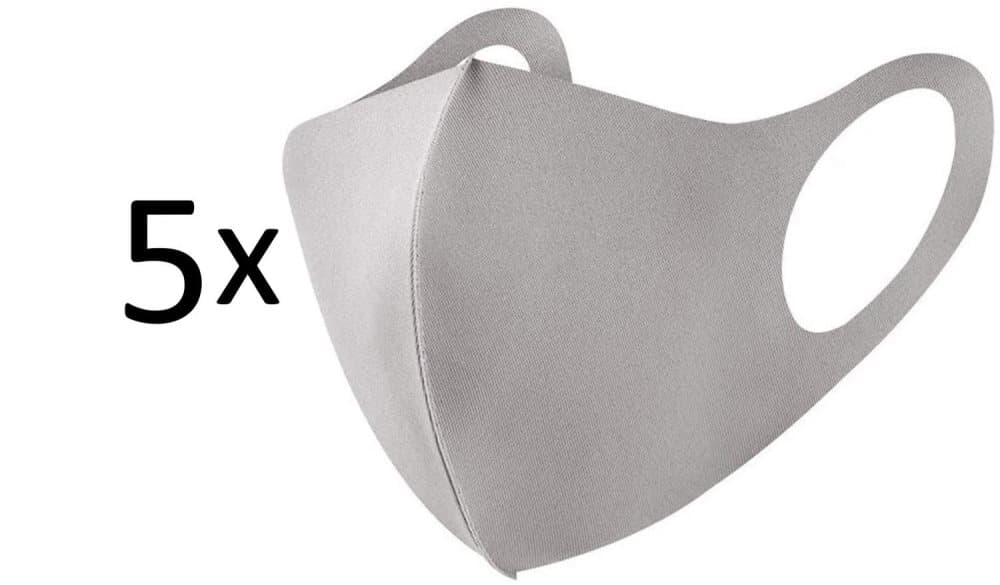Tvättbar fashion mask 5-pack, beige / ljusgrå munskydd
