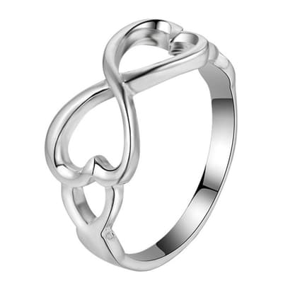 Silver Ring med Hjärtan - Symbol för Endless Love - Stl 16,5