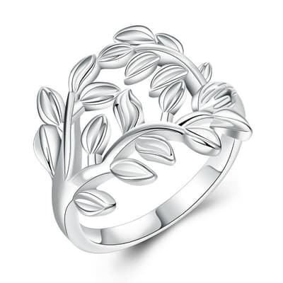 Unik Silver Ring - Blad & Löv - Speciell & Trendig - Stl 18,2