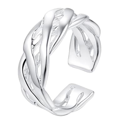 Silver Ring / Silverring med Flätad Design - Justerbar