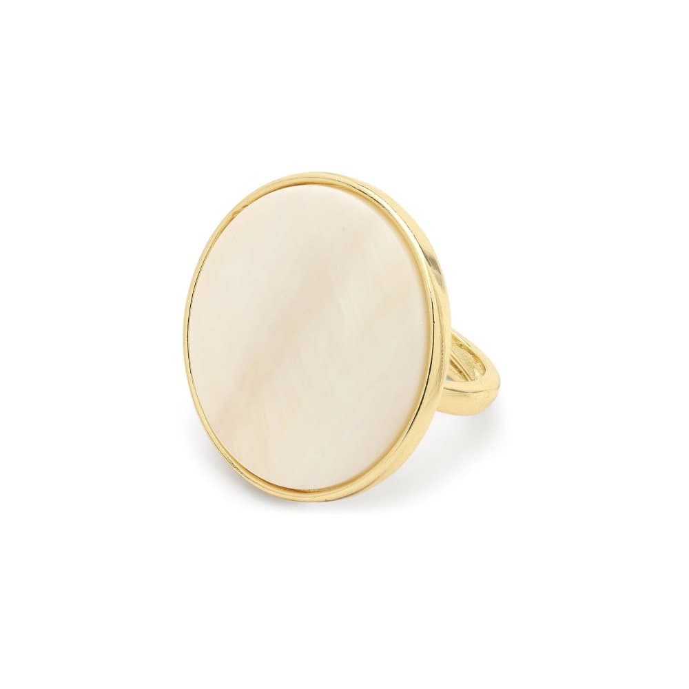 Pilgrim Ring, Yoko, Gold Plated, White