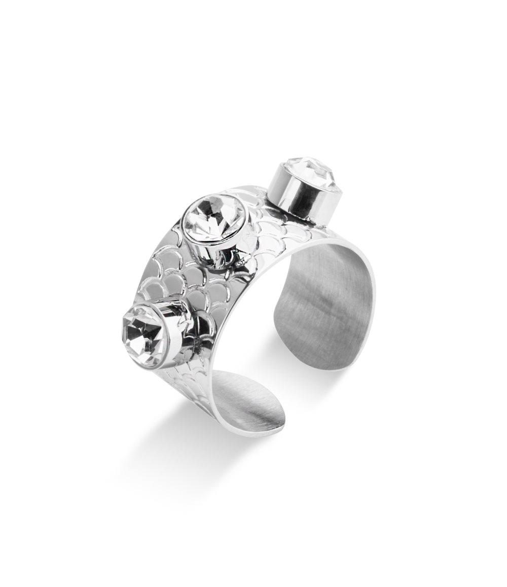 Bolivia Snake Ring, Crystal Silver