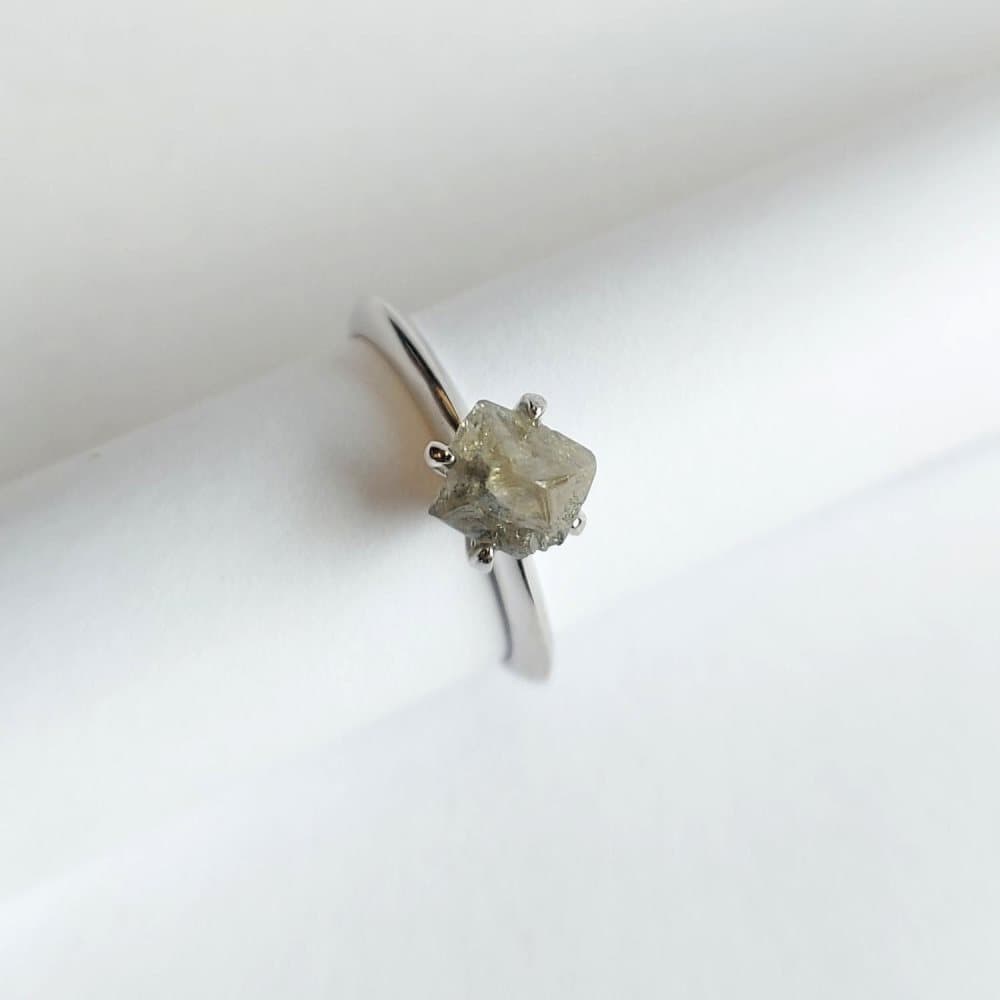 Beckasin Ring set in Silver with Natural Rough Diamond 1,8 ct. Size 19 mm.
