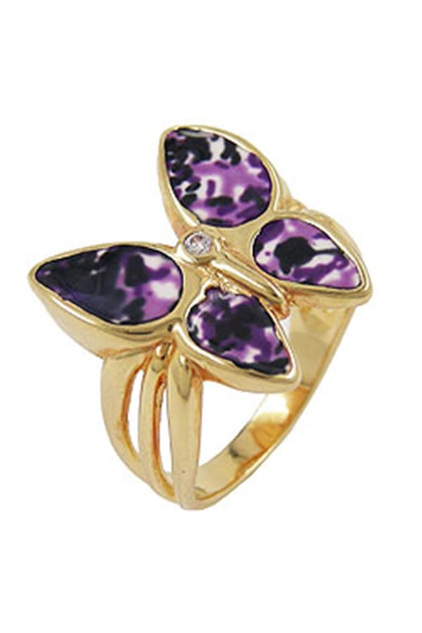 Ring 18ct Gold Plated Butterfly Zirconia - GL30221-64