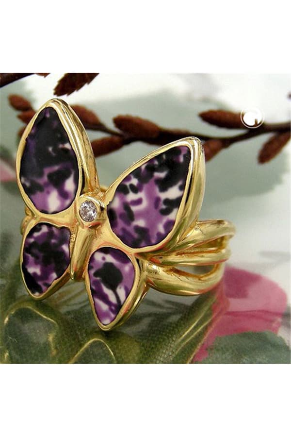 Ring 18ct Gold Plated Butterfly Zirconia - GL30221-64