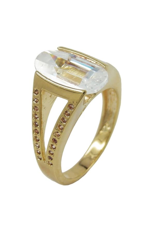 Ring 18ct Gold Plating 14mm Zirconia - GL30205-62