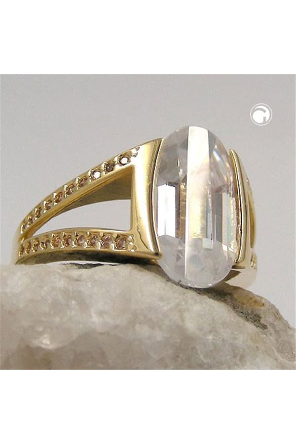 Ring 18ct Gold Plating 14mm Zirconia - GL30205-62