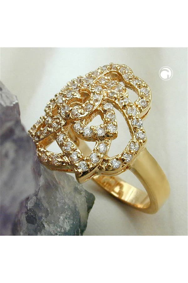 Ring With Zirconia Rose Gold Plated 3 Micron - GL30063-62