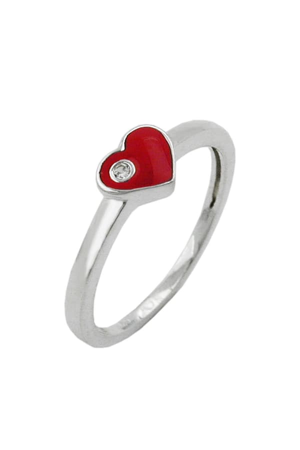 Ring Red Heart With Zirconia Silver 925 - GL93116-48