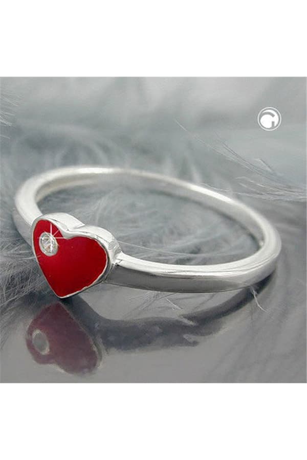 Ring Red Heart With Zirconia Silver 925 - GL93116-46