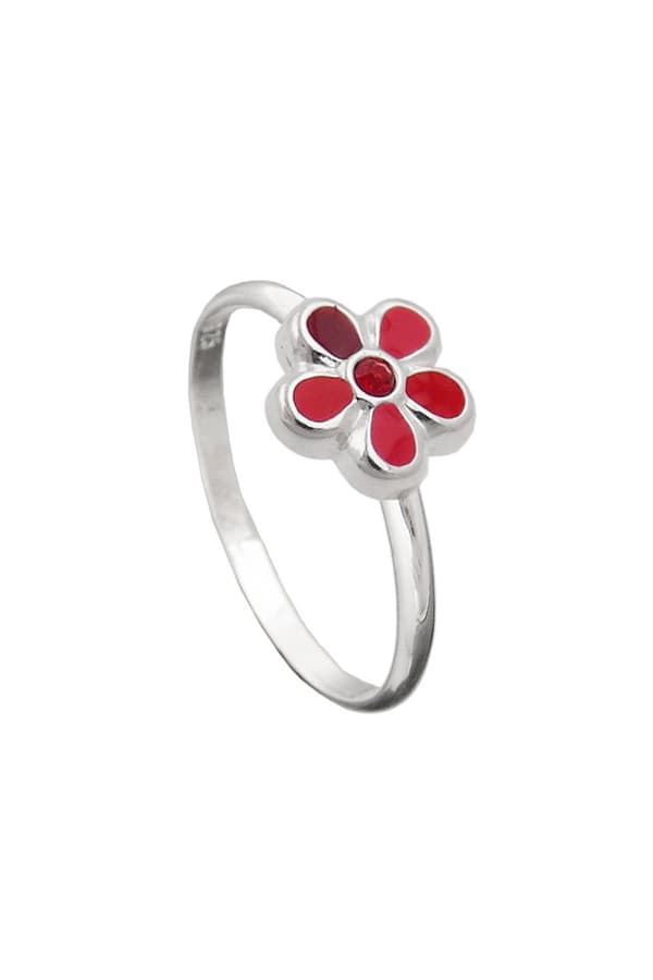 Ring For Children Red Flower Silver 925 - GL91631-46