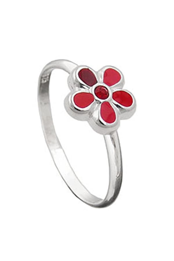 Ring For Children Red Flower Silver 925 - GL91631-48