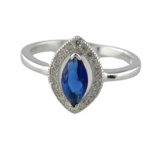 VJ Since 1890 Äkta Silverring 925 Oval Blå Cz