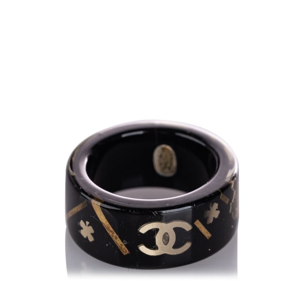 Chanel CC Camellia Ring Black