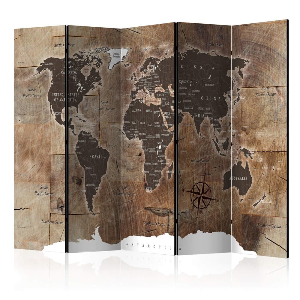Rumsavdelare / Skärmvägg - Room divider – Map on the wood