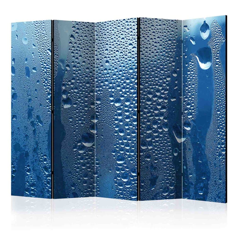 Rumsavdelare / Skärmvägg - Water drops on blue glass II