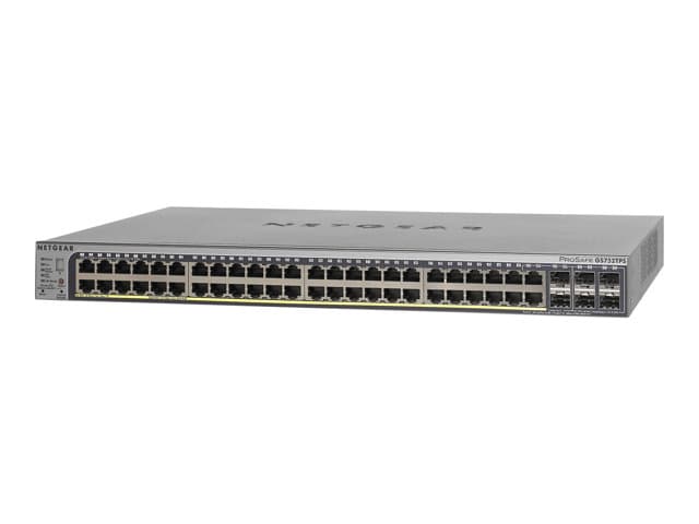 NETGEAR Smart GS752TPS 52-Port Gigabit PoE Smart Managed Switch - Switch - Administrerad - 48 x 10/100/1000 (PoE) + 2 x kombinations-Gigabit SFP + 4