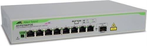 Allied Telesis AT-FS708/POE nätverksswitch, Layer 2, 10/100Mbps, 8xRJ45, PoE, 1x