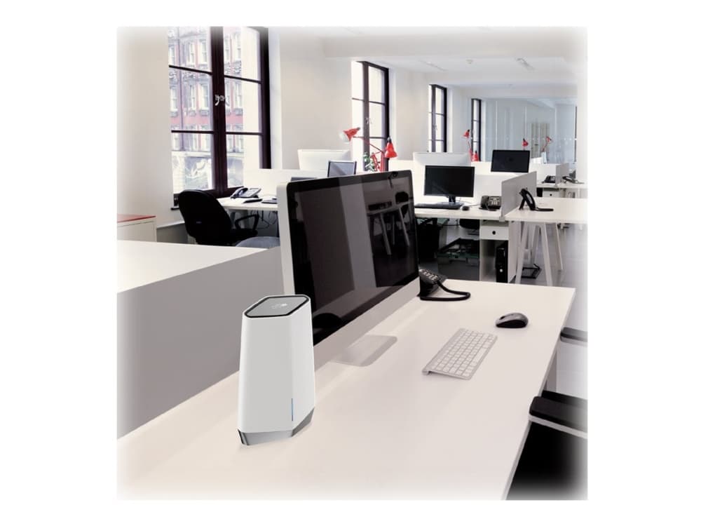 NETGEAR Orbi Pro SXK80 - Wi-Fi-system (ruter, utvider) - maske - GigE, 2.5 GigE - 802.11a/b/g/n/ac/ax - Trippelbånd - veggmonterbar, takmonterbar