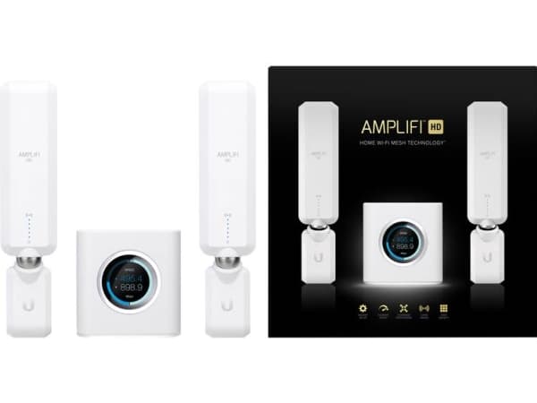 Ubiquiti AmpliFi Home Wi-Fi System AFi-HD - Wi-Fi-system (ruter, 2 utvidere) - inntil 20 000 kvadratfot - maske - 1GbE - Wi-Fi 5