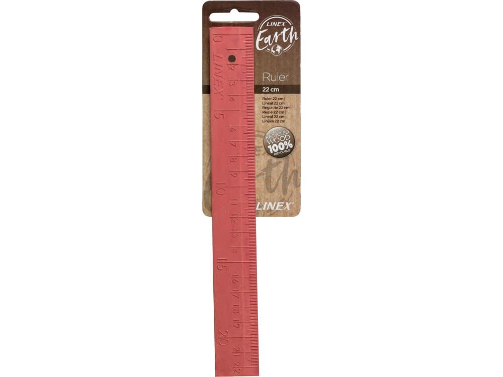 Lineal Linex Earth pink 22cm bæredygtig 100% genanvendelig - (10 stk.)