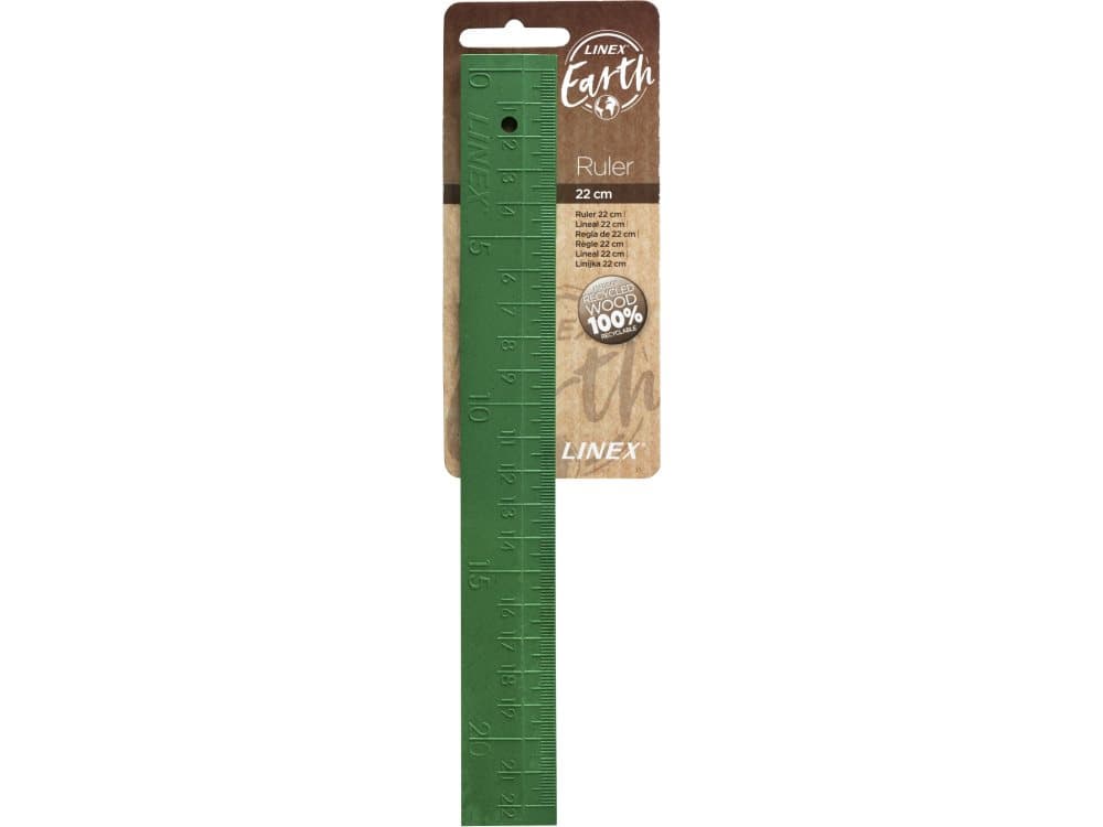 Lineal Linex Earth grøn 22cm bæredygtig 100% genanvendelig - (10 stk.)