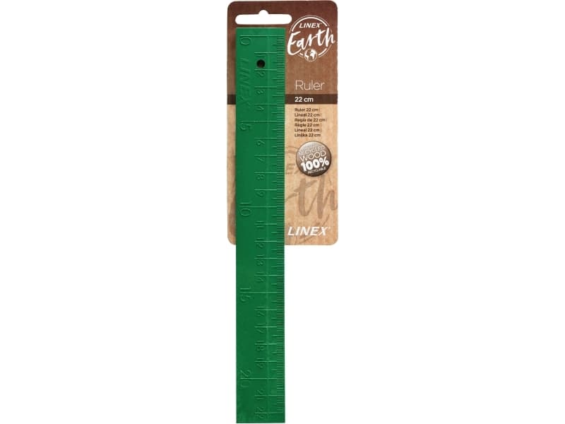 Lineal linex earth rewood, genbrugt træ, 22 cm, grøn