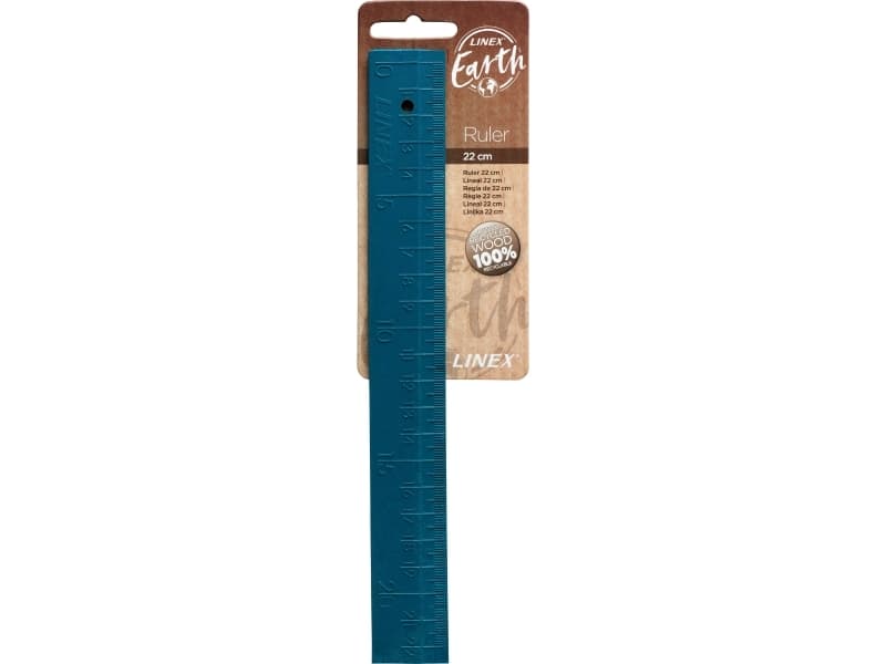 Lineal linex earth rewood, genbrugt træ, 22 cm, blå