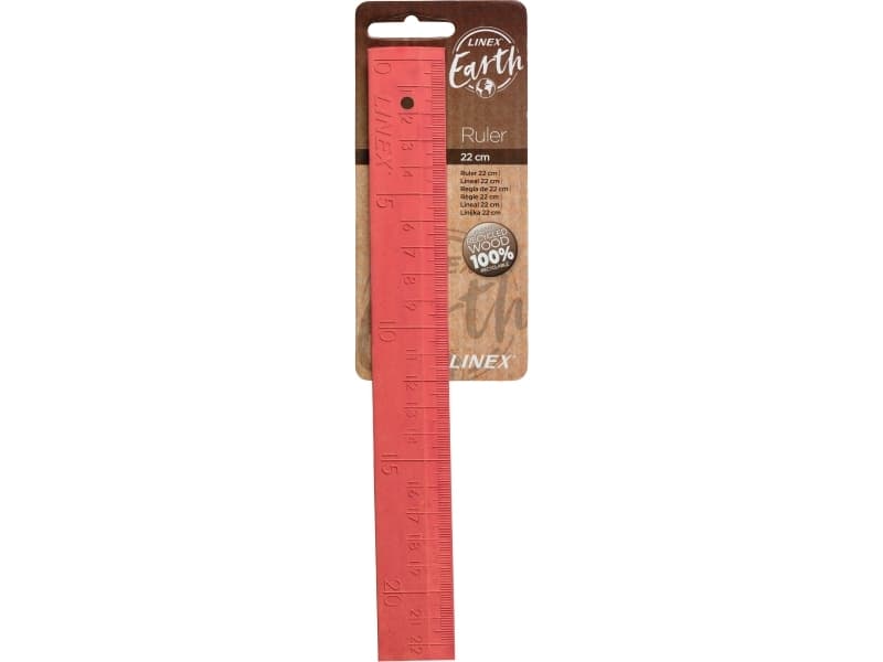 Lineal linex earth rewood, genbrugt træ, 22 cm, pink