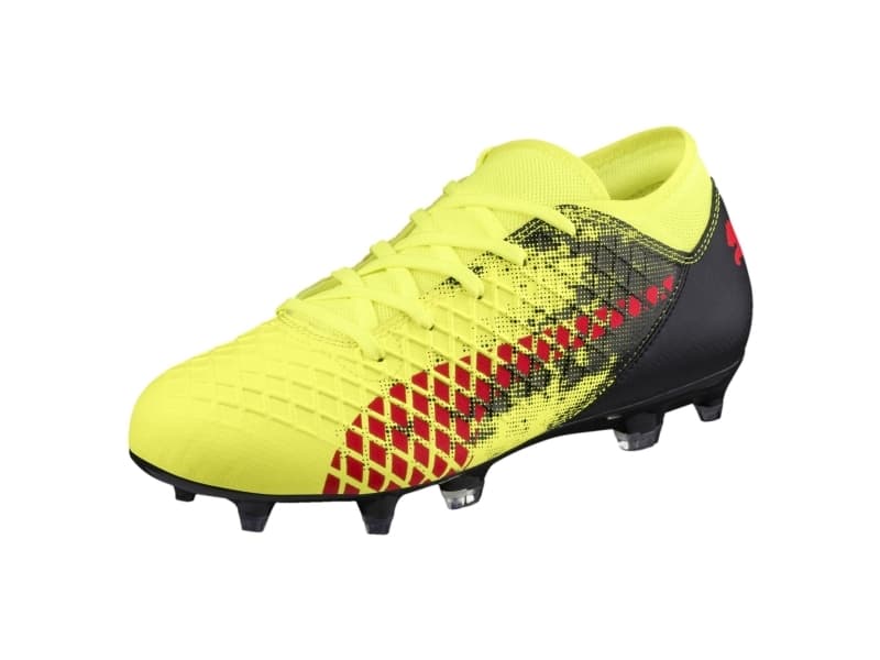 PUMA FUTURE 18.4 FG/AG Jr, Fodbold, Hanstik, Barn, Sort, Gul, EUE, Monoton