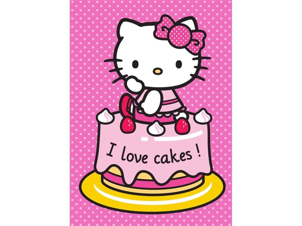 Hello Kitty Jeg Elsker Kage Tæppe Design 20 - 95 x 133 cm