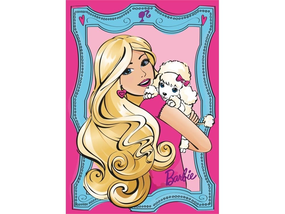 Barbie med hund tæppe til børn 133x95