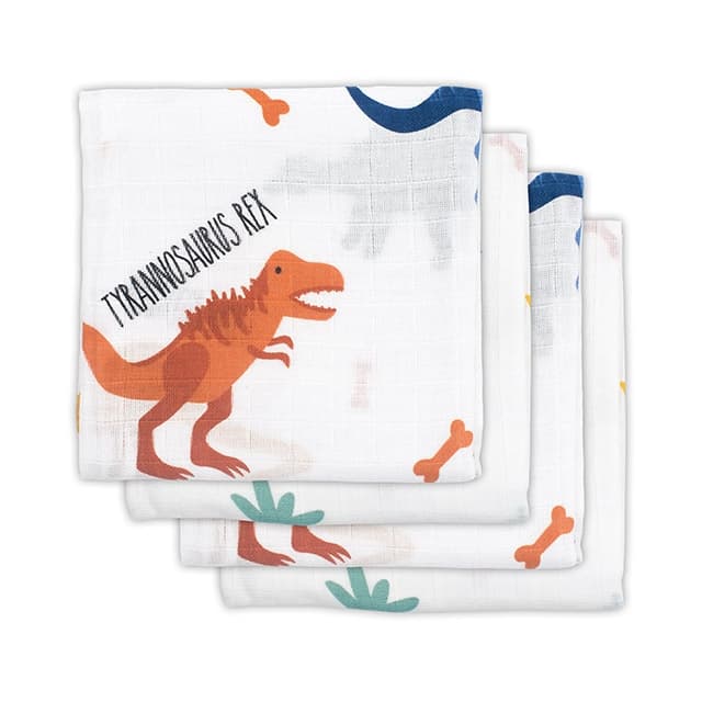 Jollein Musselin-teppe, 70 x 70 cm, Dinosaur (4-pack)