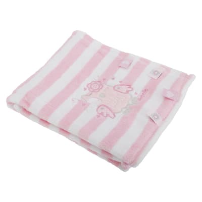 Babypojkar / flickor randig fleece filt med broderad djur design