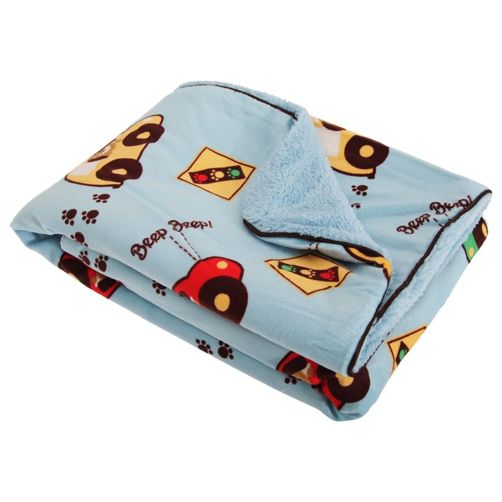 Baby Boys Driving Dog Paw Print Design Wrap Blanket With Soft Fleece Backing