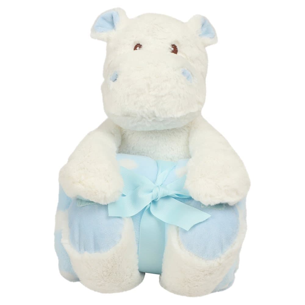 Mumbles Hippo With Printed Fleece Blanket