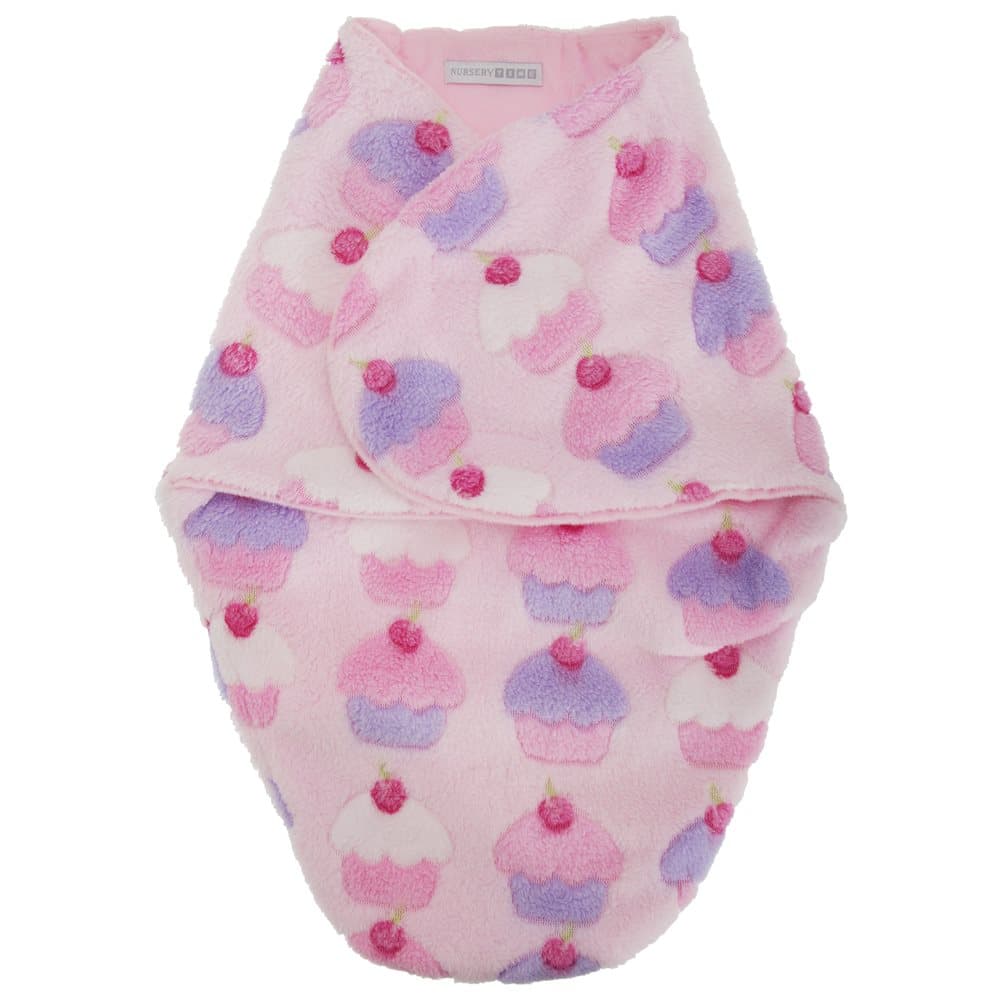 Baby Girls Cupcake Print Fleece Swaddle Bag