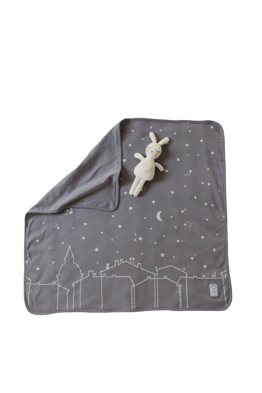 Littleheart Under The Same Sky Filt 100% Ekologisk Bomull 80 x 80 cm Grå