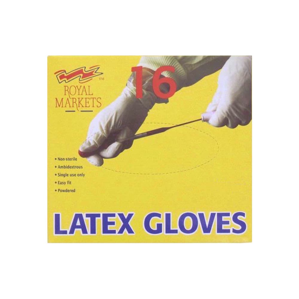 Royal Markets Unisex Adults Latex Powdered Gloves (Pack Of 16)