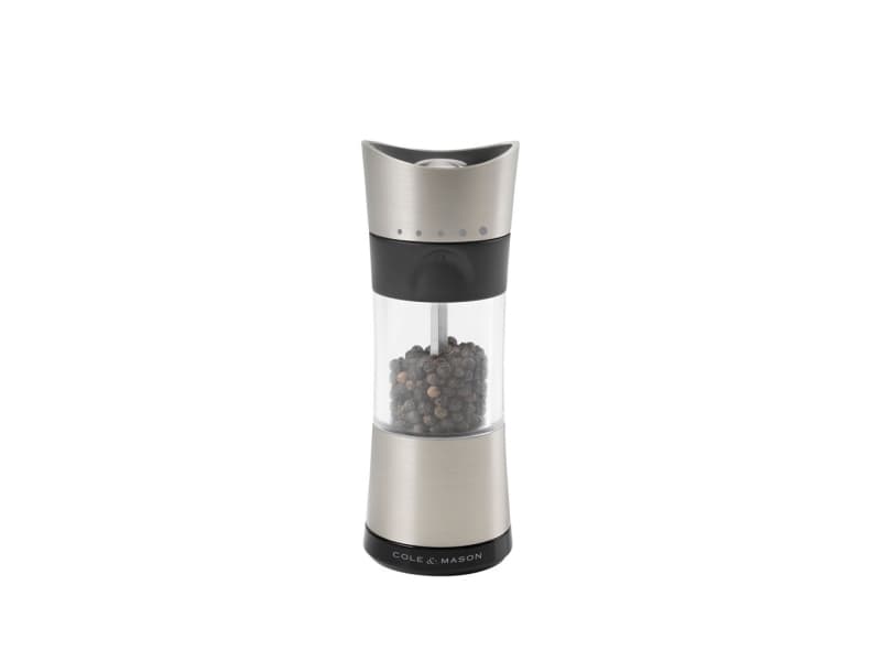 Cole & Mason H306591P, Pepper grinder, Akryl, Krom, Kolstål, Peppar, Svart, Silver, Transparent, 154 mm