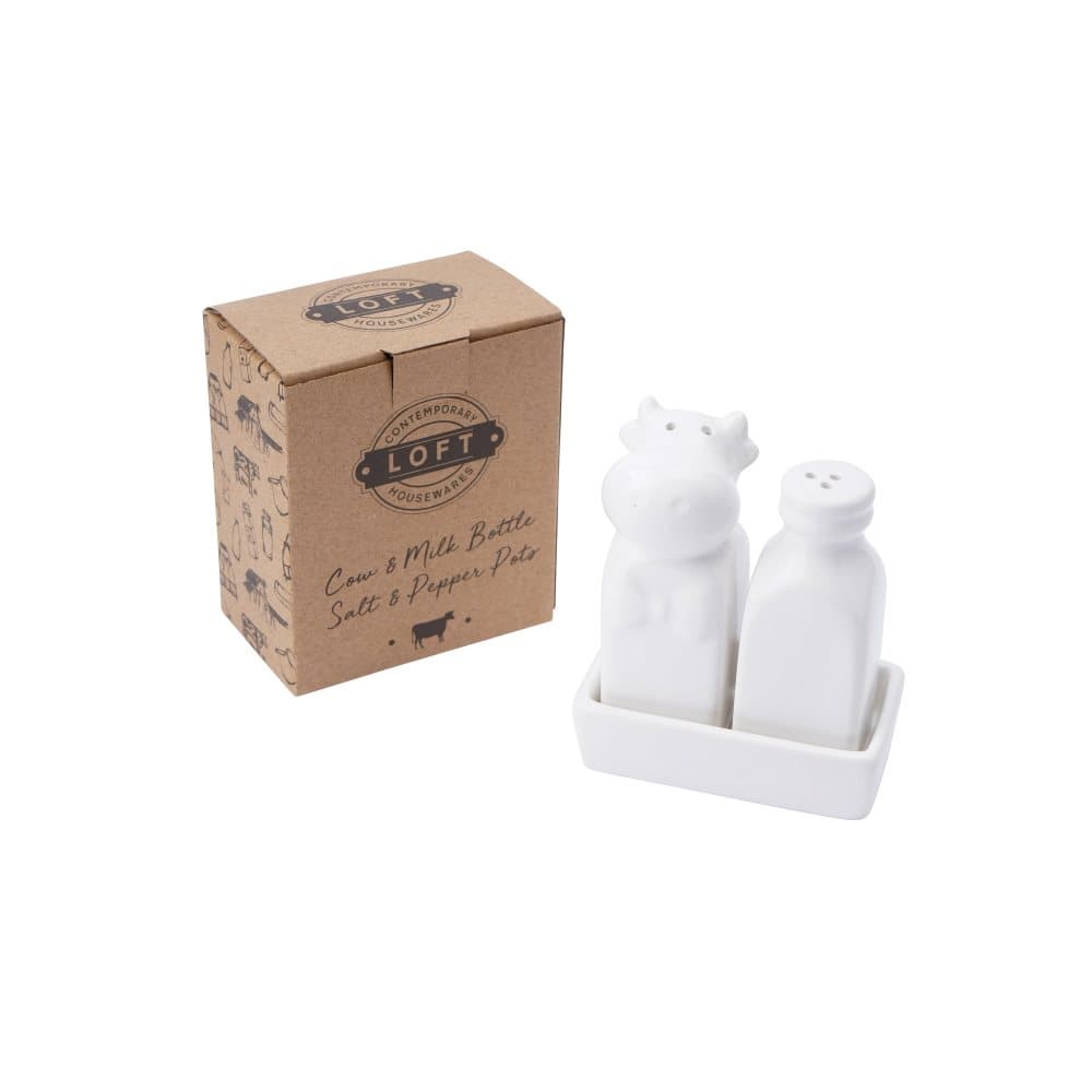 CGB Giftware Loft Cow and Bottle Salt and Pepper Pot Set