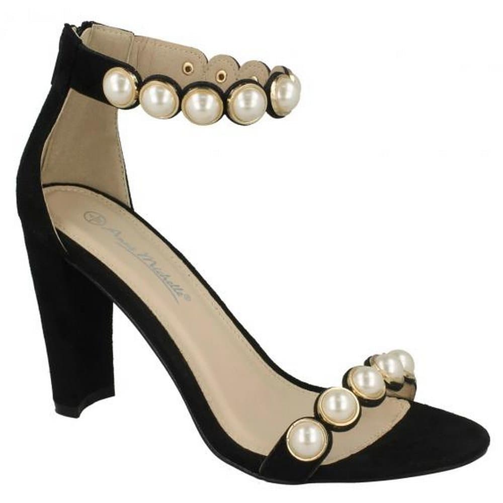 Anne Michelle Womens/Ladies Pearl Trim Mule Sandals