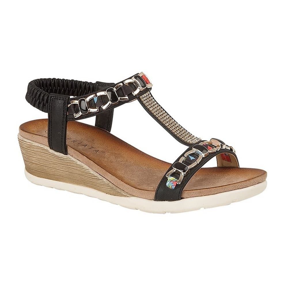 Cipriata Dam / Brizia Jeweled Elasticated Halter Back Wedge Sandal