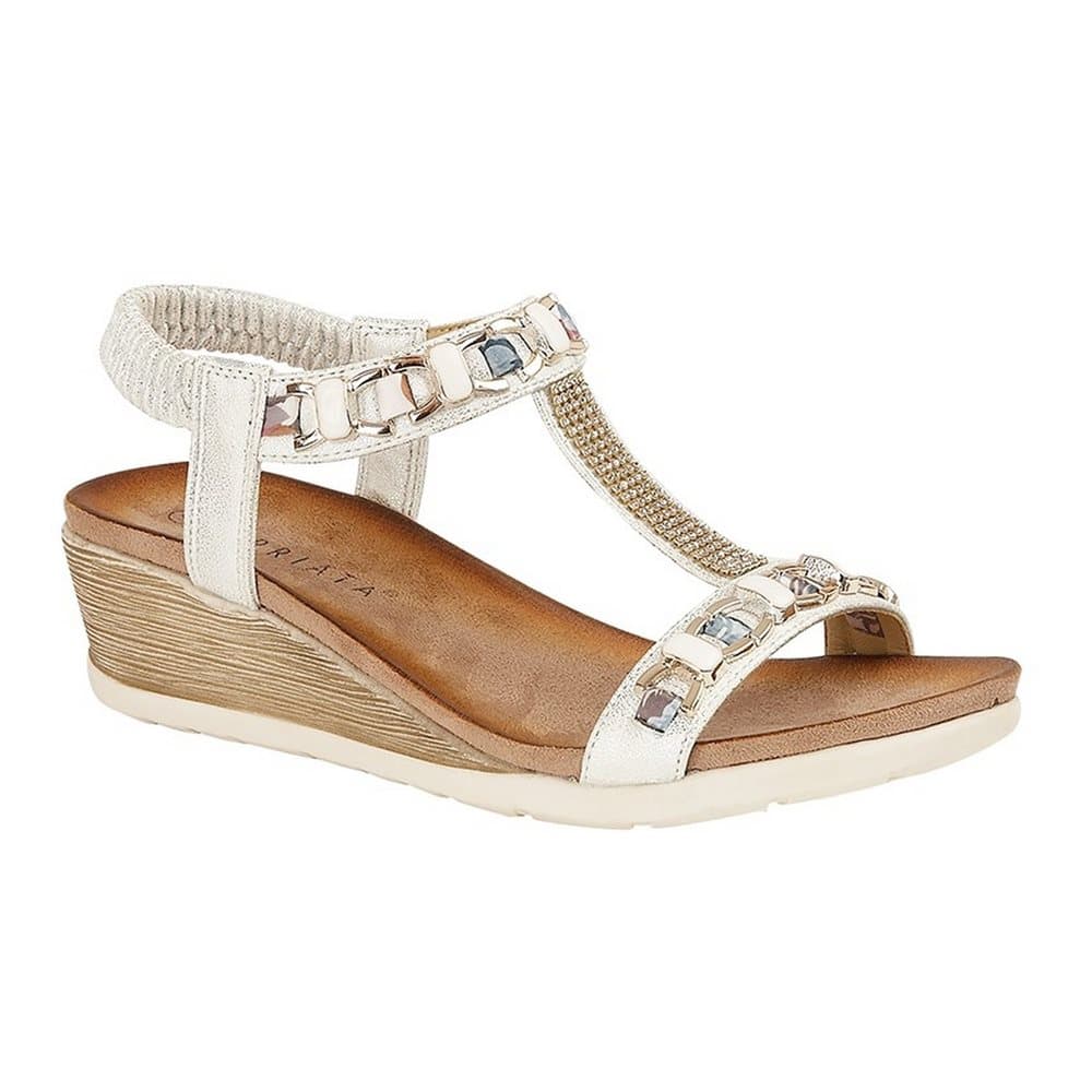 Cipriata Dam / Brizia Jeweled Elasticated Halter Back Wedge Sandal