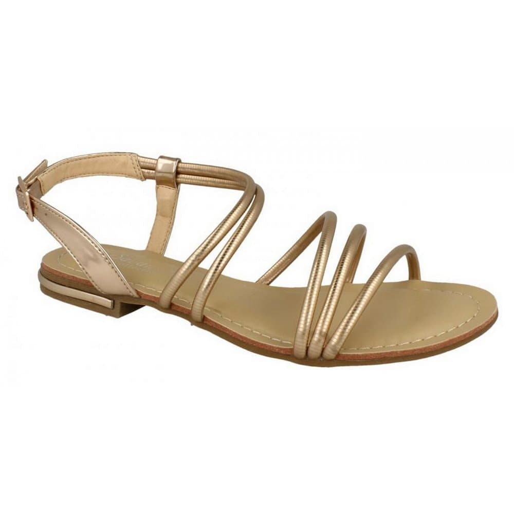 Savannah Womens/Ladies Flat Strappy Summer Sandals With Slingback Buckle