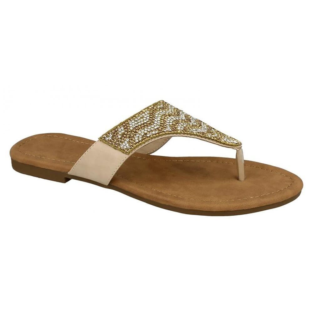Savannah Womens/Ladies Diamante Vamp Toepost Sandals