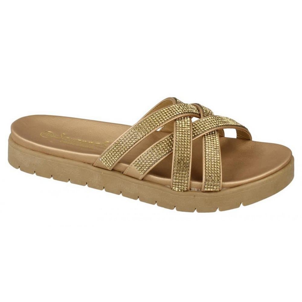 Savannah Womens/Ladies Flat Strappy Mules Sandals